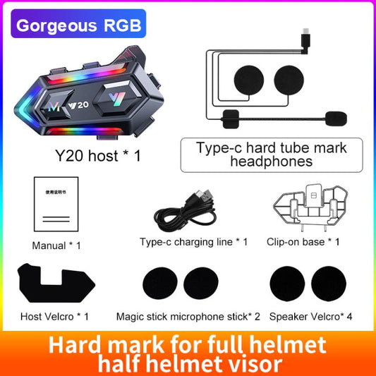 Y20 Motorcycle Helmet Dual Noise Reduction Bluetooth Earphone, Hard Mic, Soft Mic, Hard + Soft Mic