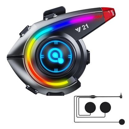 Y21 Motorcycle Helmet Bluetooth Earphone with Smart Warning Light, Hard Mic, Soft Mic, Hard + Soft Mic