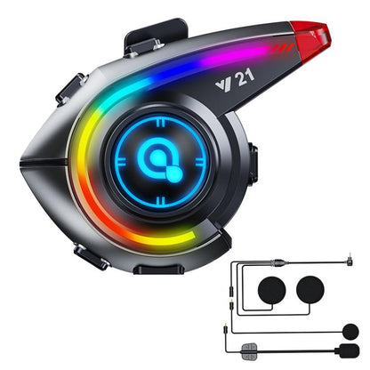 Y21 Motorcycle Helmet Bluetooth Earphone with Smart Warning Light, Hard Mic, Soft Mic, Hard + Soft Mic