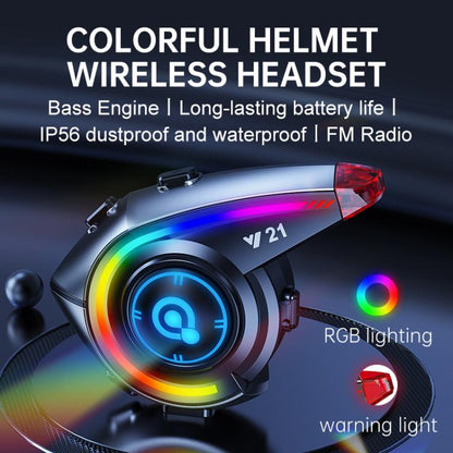 Y21 Motorcycle Helmet Bluetooth Earphone with Smart Warning Light, Hard Mic, Soft Mic, Hard + Soft Mic