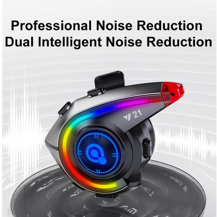 Y21 Motorcycle Helmet Bluetooth Earphone with Smart Warning Light, Hard Mic, Soft Mic, Hard + Soft Mic