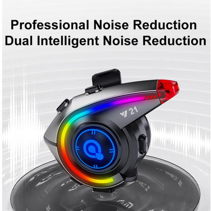 Y21 Motorcycle Helmet Bluetooth Earphone with Smart Warning Light, Hard Mic, Soft Mic, Hard + Soft Mic