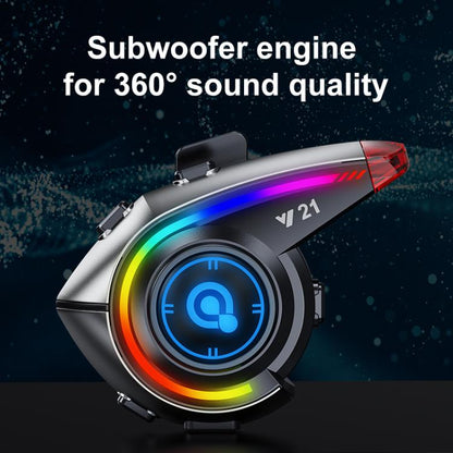 Y21 Motorcycle Helmet Bluetooth Earphone with Smart Warning Light, Hard Mic, Soft Mic, Hard + Soft Mic