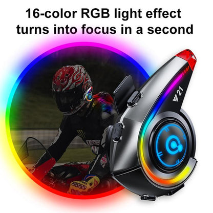 Y21 Motorcycle Helmet Bluetooth Earphone with Smart Warning Light, Hard Mic, Soft Mic, Hard + Soft Mic