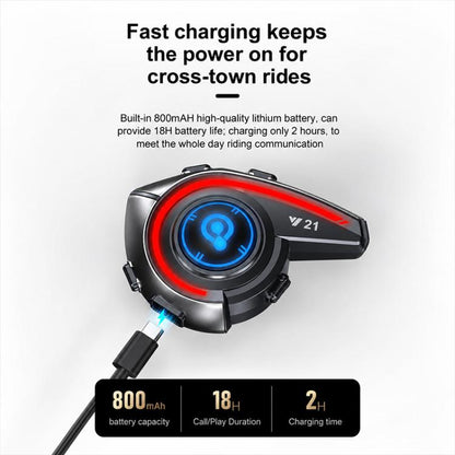 Y21 Motorcycle Helmet Bluetooth Earphone with Smart Warning Light, Hard Mic, Soft Mic, Hard + Soft Mic