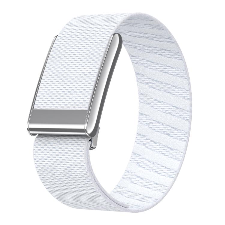 Bright Silver Frame Elastic Force Decorative Design Nylon Watch Band, For WHOOP 5.0 Electrocardiogram, For WHOOP 5.0 Regular