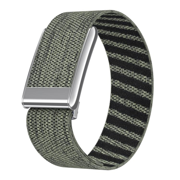 Bright Silver Frame Elastic Force Decorative Design Nylon Watch Band, For WHOOP 5.0 Electrocardiogram, For WHOOP 5.0 Regular