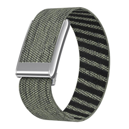 Bright Silver Frame Elastic Force Decorative Design Nylon Watch Band, For WHOOP 5.0 Electrocardiogram, For WHOOP 5.0 Regular