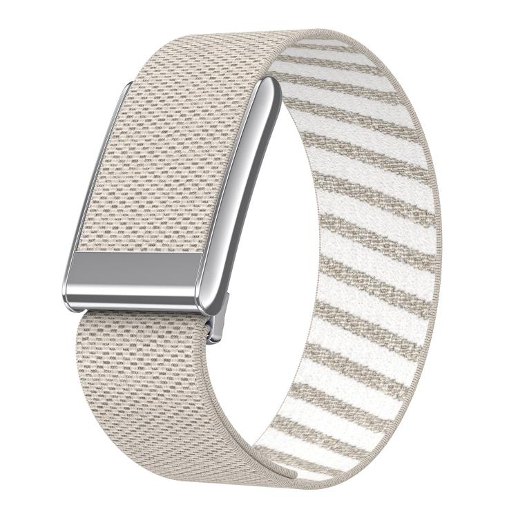 Bright Silver Frame Elastic Force Decorative Design Nylon Watch Band, For WHOOP 5.0 Electrocardiogram, For WHOOP 5.0 Regular