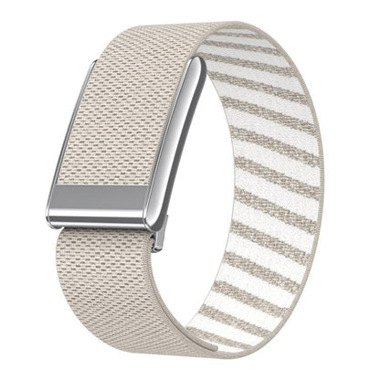 Bright Silver Frame Elastic Force Decorative Design Nylon Watch Band, For WHOOP 5.0 Electrocardiogram, For WHOOP 5.0 Regular