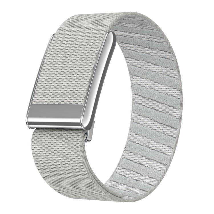 Bright Silver Frame Elastic Force Decorative Design Nylon Watch Band, For WHOOP 5.0 Electrocardiogram, For WHOOP 5.0 Regular