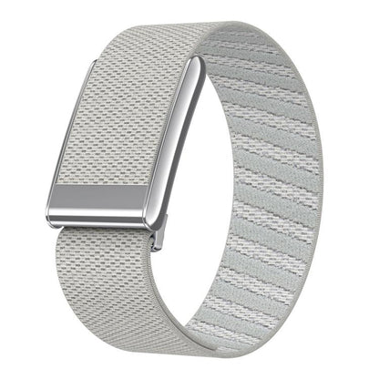 Bright Silver Frame Elastic Force Decorative Design Nylon Watch Band, For WHOOP 5.0 Electrocardiogram, For WHOOP 5.0 Regular