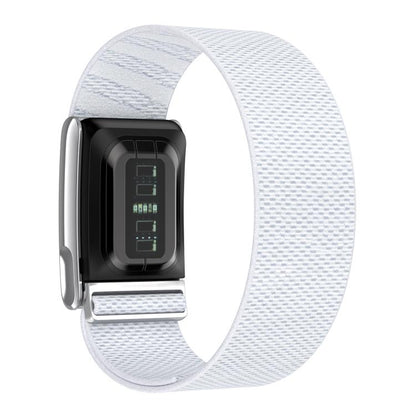Bright Silver Frame Elastic Force Decorative Design Nylon Watch Band, For WHOOP 5.0 Electrocardiogram, For WHOOP 5.0 Regular