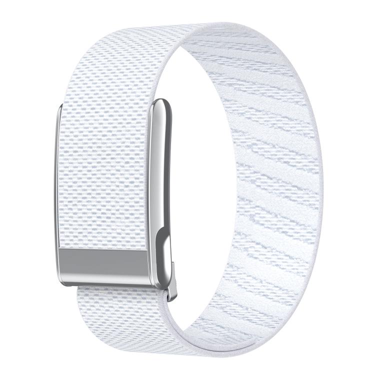 Bright Silver Frame Elastic Force Decorative Design Nylon Watch Band, For WHOOP 5.0 Electrocardiogram, For WHOOP 5.0 Regular
