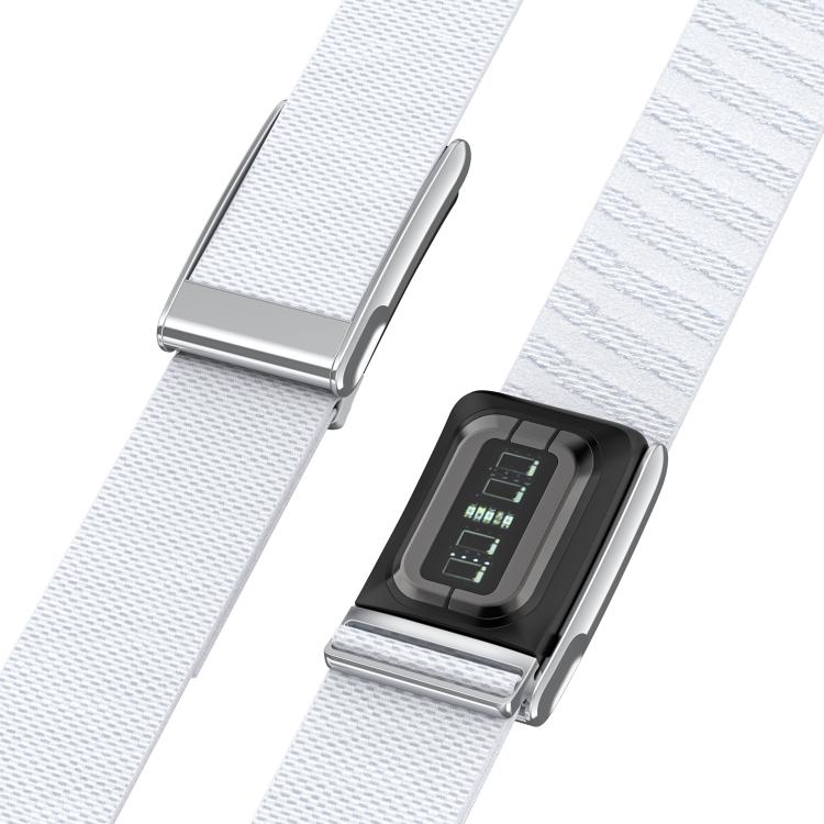Bright Silver Frame Elastic Force Decorative Design Nylon Watch Band, For WHOOP 5.0 Electrocardiogram, For WHOOP 5.0 Regular