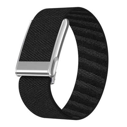 Bright Silver Frame Elastic Force Decorative Design Nylon Watch Band, For WHOOP 5.0 Electrocardiogram, For WHOOP 5.0 Regular