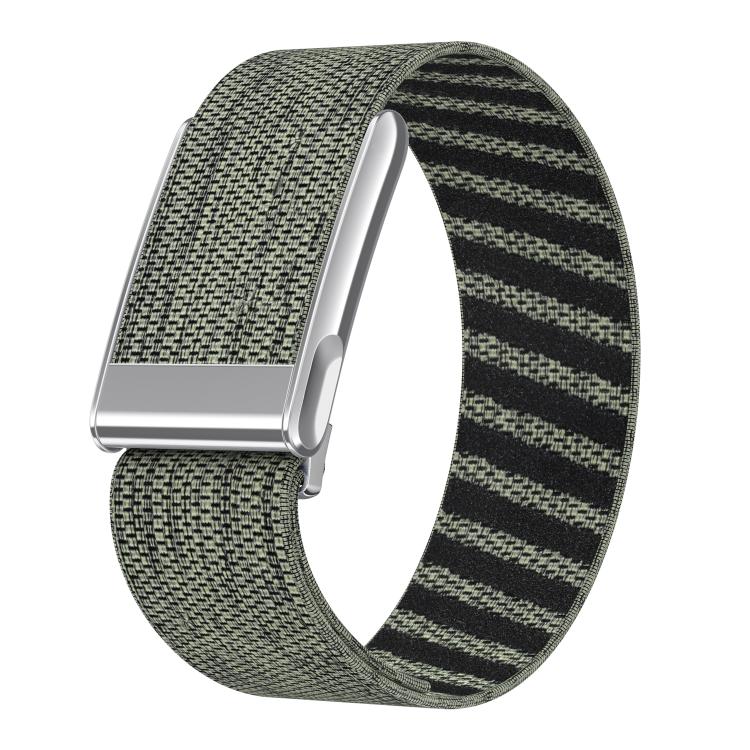 Bright Silver Frame Elastic Force Decorative Design Nylon Watch Band, For WHOOP 5.0 Electrocardiogram, For WHOOP 5.0 Regular