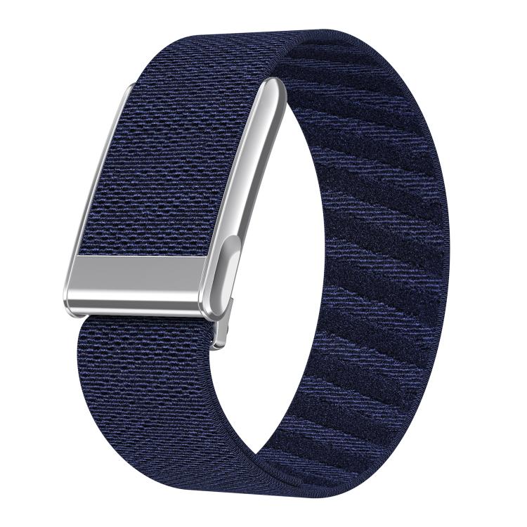 Bright Silver Frame Elastic Force Decorative Design Nylon Watch Band, For WHOOP 5.0 Electrocardiogram, For WHOOP 5.0 Regular