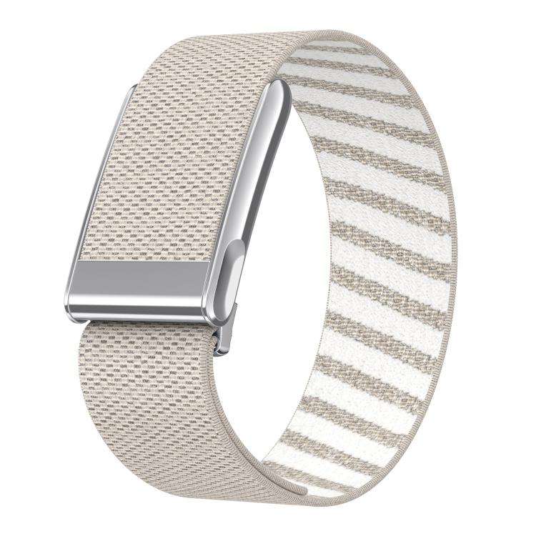 Bright Silver Frame Elastic Force Decorative Design Nylon Watch Band, For WHOOP 5.0 Electrocardiogram, For WHOOP 5.0 Regular