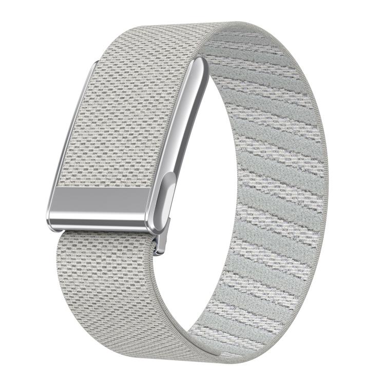 Bright Silver Frame Elastic Force Decorative Design Nylon Watch Band, For WHOOP 5.0 Electrocardiogram, For WHOOP 5.0 Regular