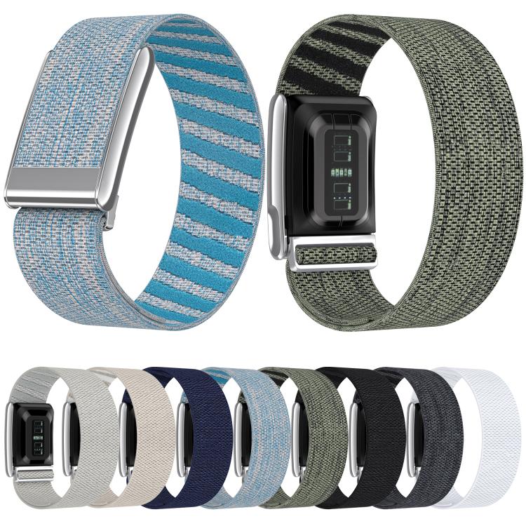 Bright Silver Frame Elastic Force Decorative Design Nylon Watch Band, For WHOOP 5.0 Electrocardiogram, For WHOOP 5.0 Regular