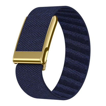 Bright Gold Frame Elastic Force Decorative Design Nylon Watch Band, For WHOOP 5.0 Electrocardiogram, For WHOOP 5.0 Regular