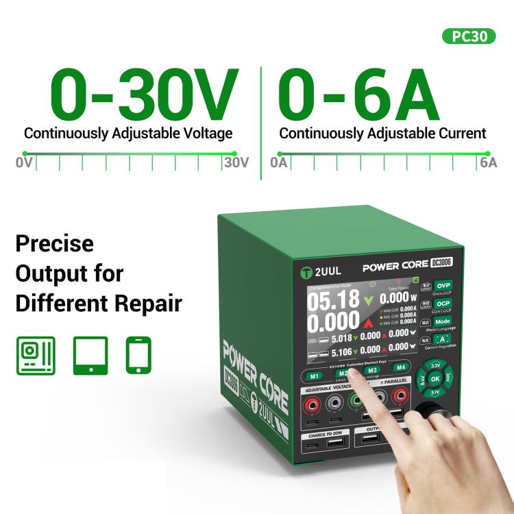 2UUL PC30 DC3006 30V / 6A High-Precision Adjustable Digital Display DC Power Supply, EU Plug, US Plug