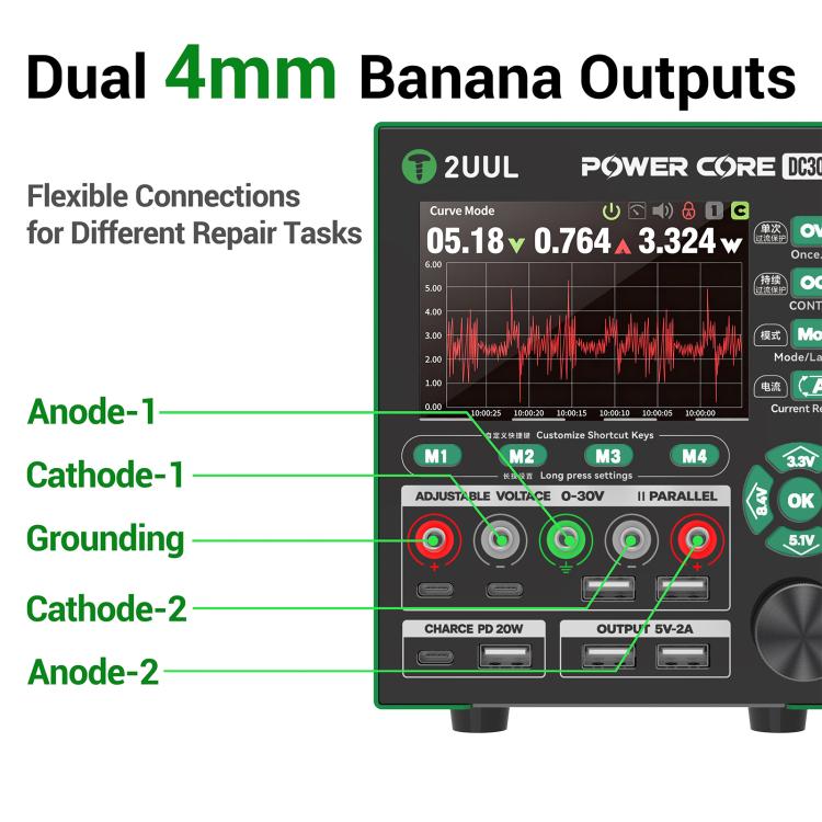 2UUL PC30 DC3006 30V / 6A High-Precision Adjustable Digital Display DC Power Supply, EU Plug, US Plug
