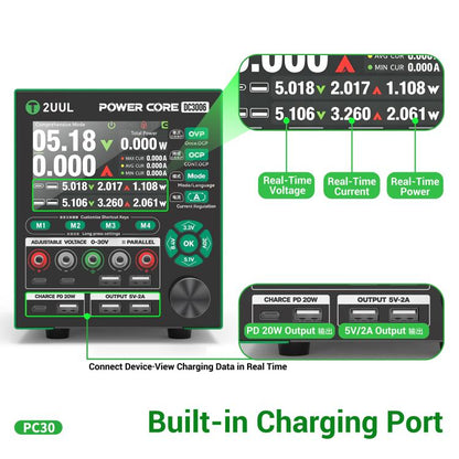 2UUL PC30 DC3006 30V / 6A High-Precision Adjustable Digital Display DC Power Supply, EU Plug, US Plug