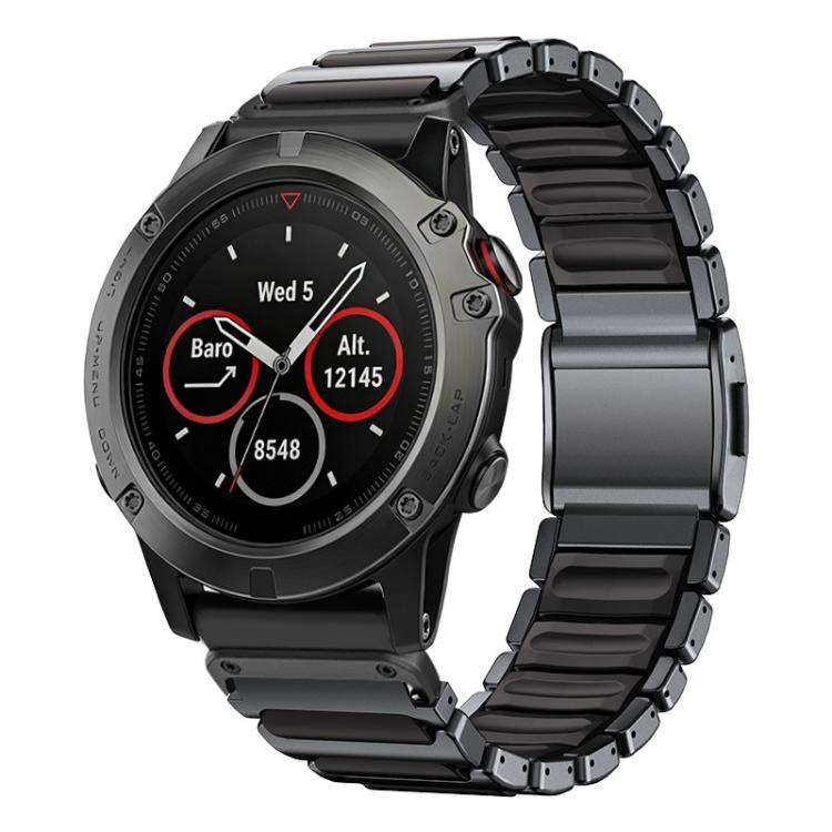 I-Shaped Magnetic Clasp Titanium Hybrid Silicone Watch Band, For Garmin 26mm, For Garmin 22mm
