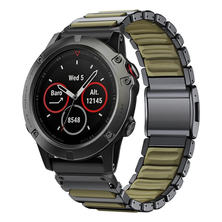I-Shaped Magnetic Clasp Titanium Hybrid Silicone Watch Band, For Garmin 26mm, For Garmin 22mm