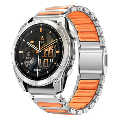 I-Shaped Magnetic Clasp Titanium Hybrid Silicone Watch Band, For Garmin 26mm, For Garmin 22mm