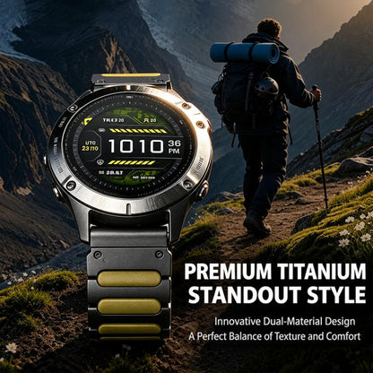 I-Shaped Magnetic Clasp Titanium Hybrid Silicone Watch Band, For Garmin 26mm, For Garmin 22mm