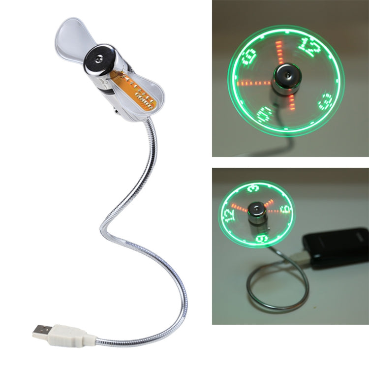 Mini Ventilateur USB Durable avec Affichage Horloge et Lumière LED Flexible, DC 5V
