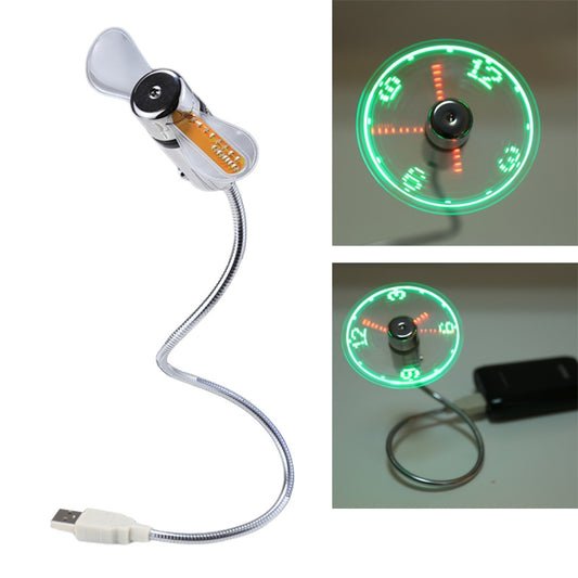 Mini Ventilateur USB Durable avec Affichage Horloge et Lumière LED Flexible, DC 5V