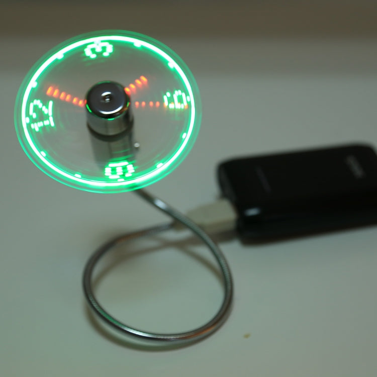 Mini Ventilateur USB Durable avec Affichage Horloge et Lumière LED Flexible, DC 5V