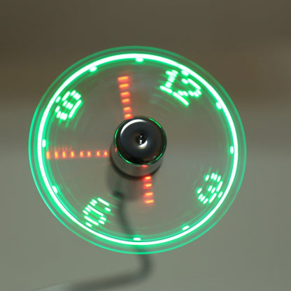 Mini Ventilateur USB Durable avec Affichage Horloge et Lumière LED Flexible, DC 5V