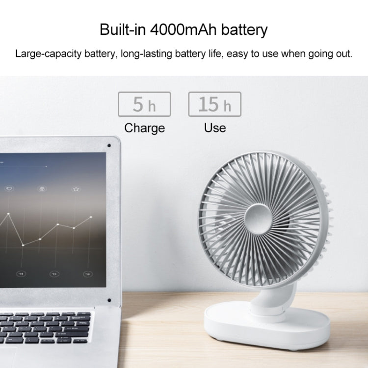 D77 Ventilateur de bureau portable rechargeable 4W Micro USB & USB-C / Type-C à quatre vitesses réglables et à tête oscillante automatique, Micro USB & USB-C / Type-C