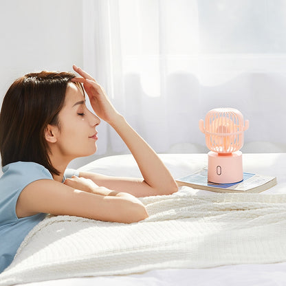 F6 Cactus Mini ventilateur portable USB avec tête oscillante, ventilateur électrique de bureau portatif