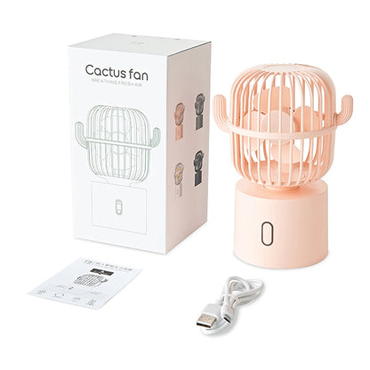 F6 Cactus Mini ventilateur portable USB avec tête oscillante, ventilateur électrique de bureau portatif