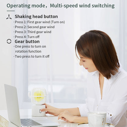 F6 Cactus Mini ventilateur portable USB avec tête oscillante, ventilateur électrique de bureau portatif