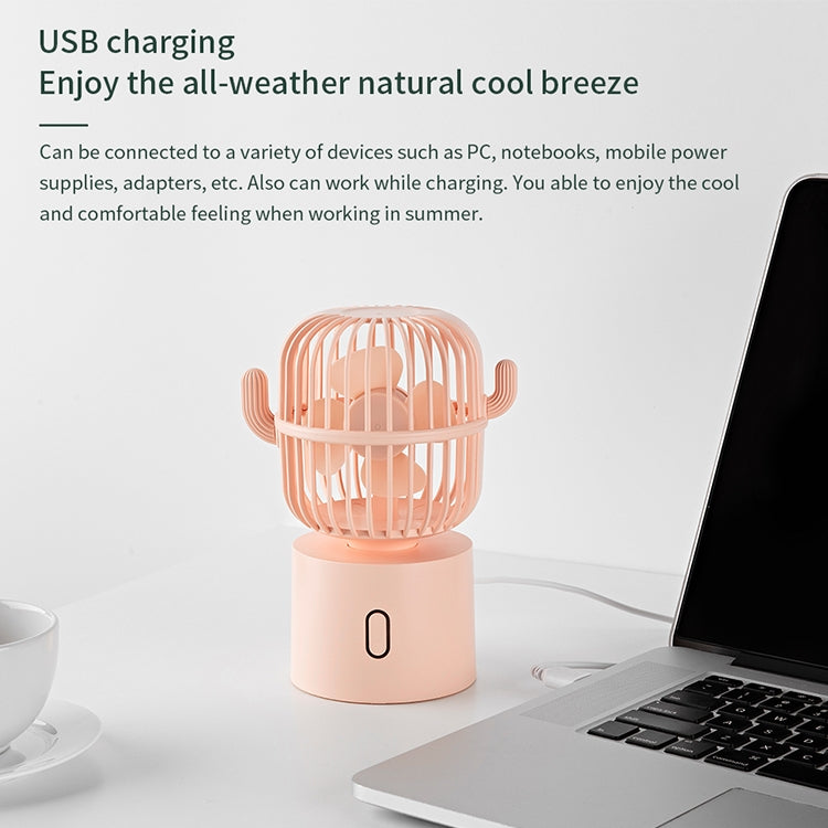 F6 Cactus Mini ventilateur portable USB avec tête oscillante, ventilateur électrique de bureau portatif