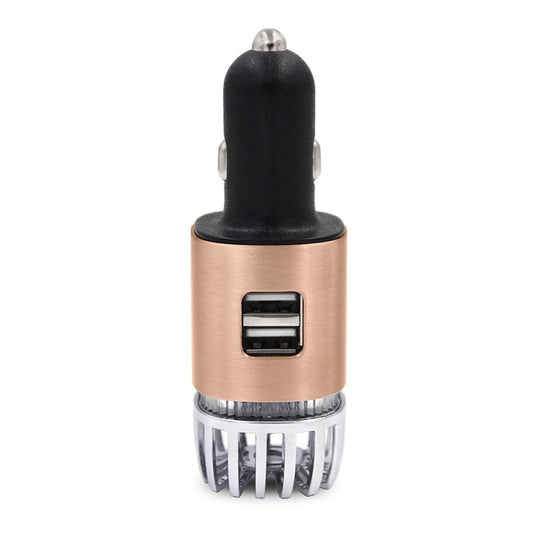 Purificador de aire con aromaterapia y iones negativos 2 en 1 para coche, humidificador y cargador USB doble.
