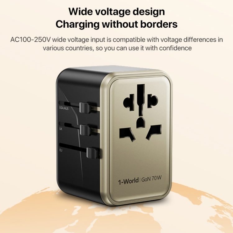 Adaptador de corriente de carga rápida MOMAX 1-World UA8 PD de 70 W, UA8