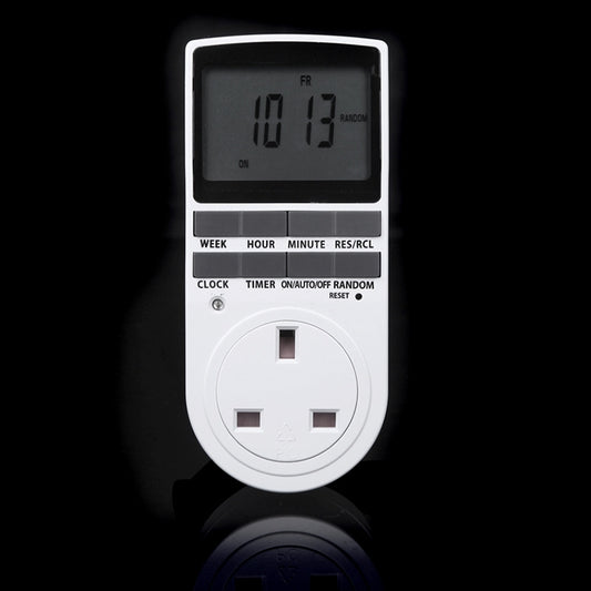 Horloge connectée AC 230 V avec écran LCD, fonction heure d'été, minuterie variable 12/24 h, prise UK, AC 230 V, prise UK