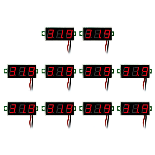 10 Stück 0,28 Zoll 2-Draht Einstellbares Digitales Voltmeter, Farblichtanzeige, Messspannung: DC 2,5-30V