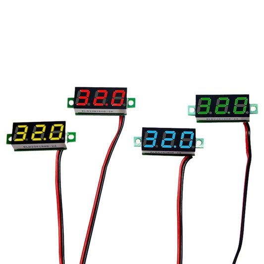 10 PCS 0.28 inch 2 Wires Adjustable Digital Voltage Meter, Color Light Display, Measure Voltage: DC 2.5-30V