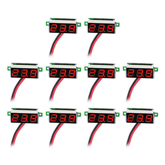 10 PCS 0.36 inch 2 Wires Digital Voltage Meter, Color Light Display, Measure Voltage: DC 2.5-30V