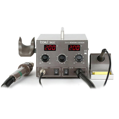 BAKU BA-942C 220V 1000W 2 in 1 Digital Display Adjustable Temperature Hot Air Gun Set, EU Plug, BA-942C