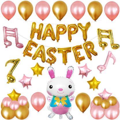 Joyeuses Pâques Lapin Motif Vacances de Pâques Ornement Alphabétique Ballons